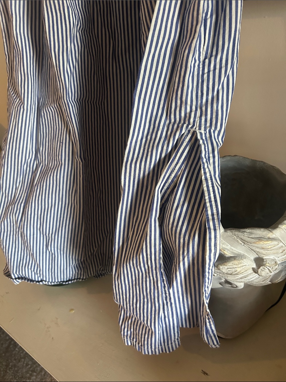 Like New Free Assembly Striped Smocked Maxi Dress in Navy and White - Picture 3 of 4
